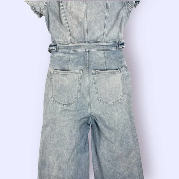 COPY - Good American Light Blue Denim Jumpsuit Flare Wide Leg Size Small - Picture 7 of 13